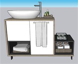 浴室柜洗簌台台盆SU模型