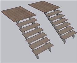木制楼梯阶梯SU模型