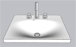 洗手池洗簌台台盆SU模型
