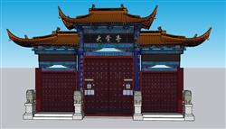 中式寺庙大门SU模型
