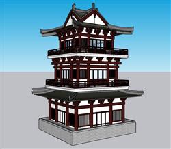 中式建筑古建阁楼SU模型