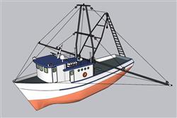 打捞船作业船船只SU模型