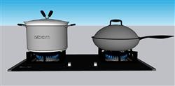 厨房燃气灶煤气灶SU模型