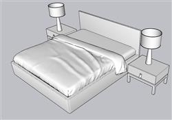 床铺床头柜SU模型