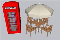 电话亭和户外座椅草图模型(ID53208)