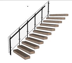 室内楼梯玻璃扶手su模型网站草图模型(ID57372)