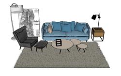 现代沙发地毯sketchup官方模型库草图模型(ID58559)