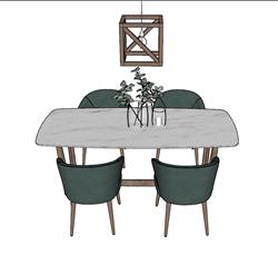 北欧餐桌椅su模型(ID70803)-www.1skp.com