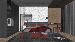 现代卧室房间SU模型(ID70805)-www.1skp.com