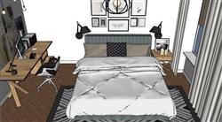 现代卧室房间的床铺su模型(ID70812)-www.1skp.com