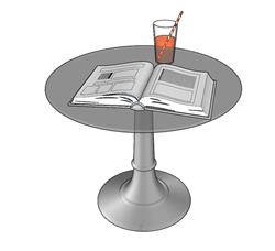 小圆桌上的书本饮料杯SU模型(ID72865)-www.1skp.com