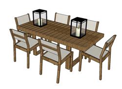 木质餐桌椅su模型(ID73844)-www.1skp.com
