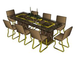 8人座的餐桌椅su模型(ID78863)-www.1skp.com