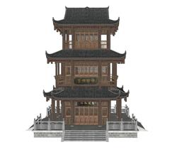 中式古建筑阁楼su模型(ID78880)-www.1skp.com