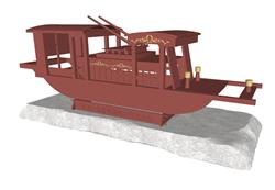 党建红船雕塑SU模型