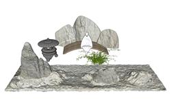 景观石头假山石sketchup模型免费下载(ID88959)