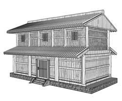 日式民居民房sketchup建筑模型(ID89342)