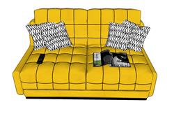 黄色两人座沙发SU模型