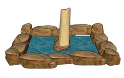 SketchUp石块水池模型(ID92410)
