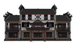 中式餐饮建筑饭店商业su模型(ID92715)