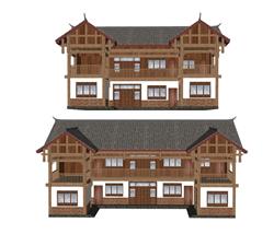 中式民居民房SU模型