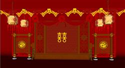 中式婚庆婚礼舞台灯笼龙纹su模型(ID92885)
