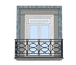 阳台门窗铁艺栏杆su模型(ID92892)