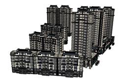 小区高层建筑su模型(ID92998)