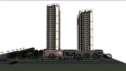 小区高层建筑住宅楼su模型(ID92999)