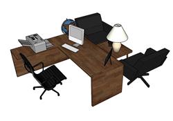 办公桌办公家具的su模型(ID93050)