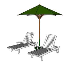 太阳椅遮阳伞SU模型