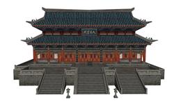 中式古建筑大雄宝殿skp模型(ID93267)