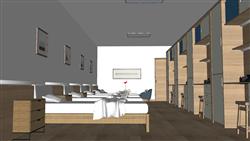 宿舍寝室床铺sketchup模型下载网站(ID93584)