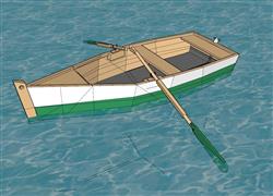 双桨小船木船SU模型