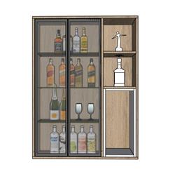 木制方形格子酒柜酒瓶草图大师模型(ID93870)