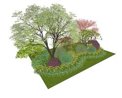 灌木花坛植物景观SU模型(ID94864)
