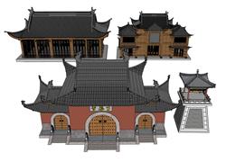 寺庙大门古建筑su模型(ID95495)