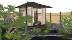 日式庭院景观亭子茶亭SU模型(ID95680)