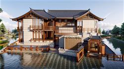 中式民宿建筑SU模型