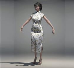 旗袍美女人物SU模型(ID100749)
