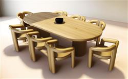 侘寂餐桌椅日式SU模型