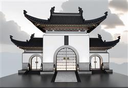 中式古代寺庙山门SKP模型(ID124923)