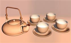 中式茶壶茶杯SU模型