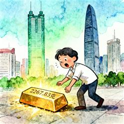 水彩画：深圳市民捡到2267.83克巨型金条