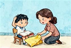 水彩画：包书皮变成“家长作业”合理吗？