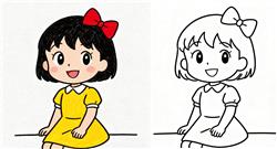 简笔画：小女孩（源静香）