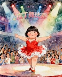 水彩画：“小胖丫”跳拉丁舞火出圈