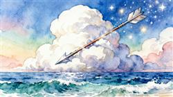 水彩画:“一箭穿云”链动星辰大海