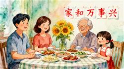 水彩画:家和万事兴