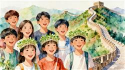 水彩画:长假一群人带着绿豆游遍祖国